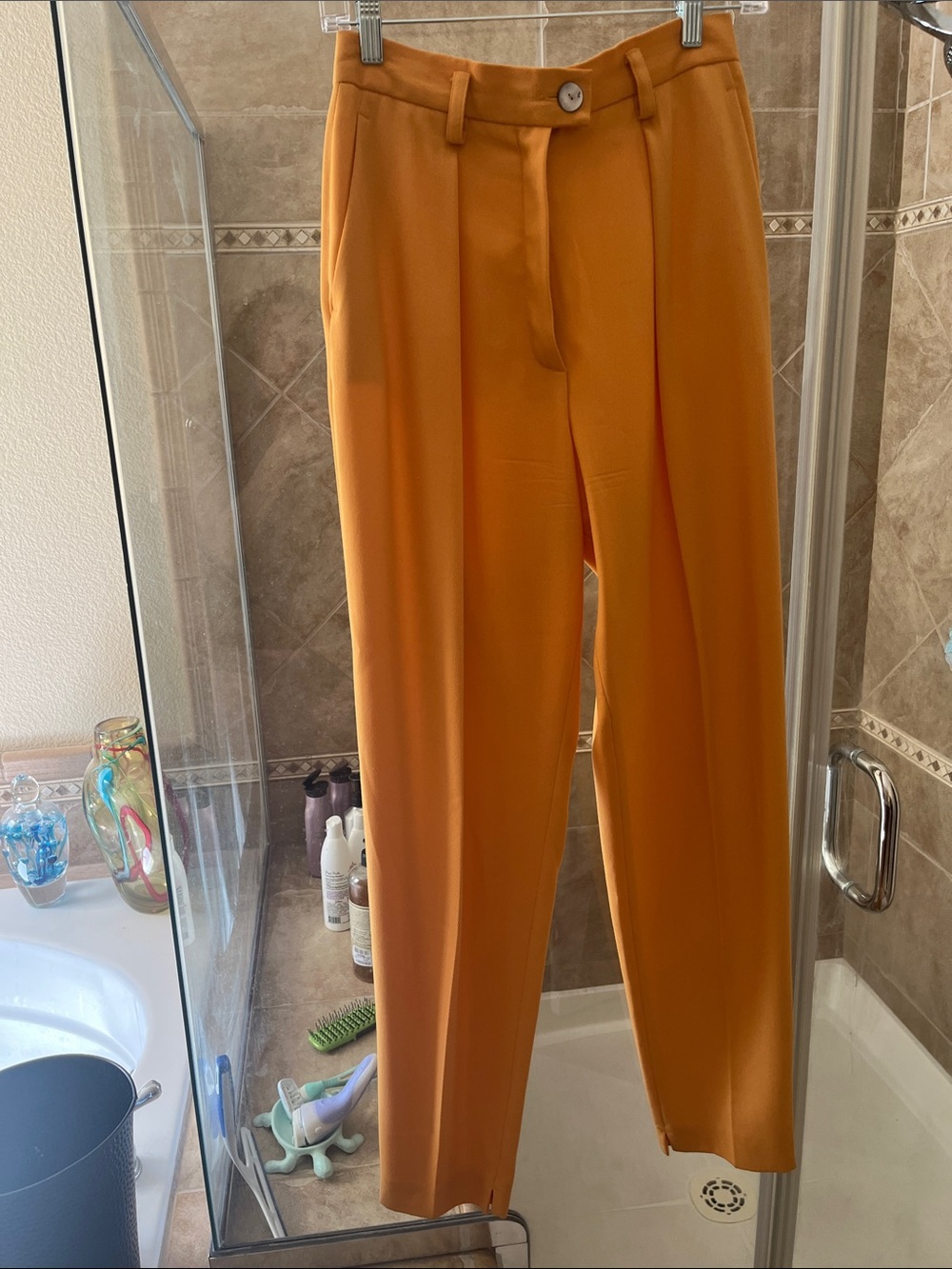 High-Waist Tailored Trousers in Warm Orange